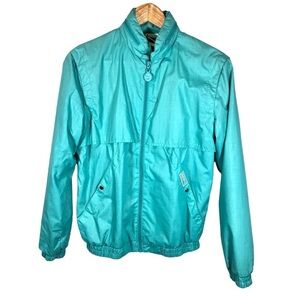 Vintage Unisex Puma Aqua Blue Windbreaker Jacket with Hidden Hood Size Medium